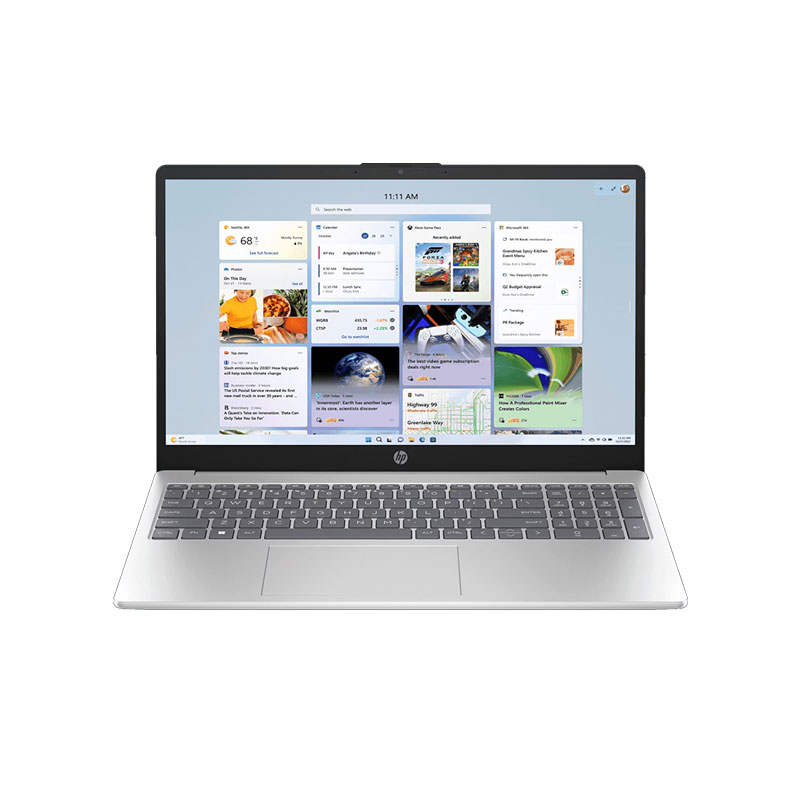 Picture of HP 15 - Intel Core 5-120U 15.6" (39.6 cm) 15-fd0667TU Thin & Light Laptop (16GB/ 1TB SSD/ Full HD Display/ Intel Graphics/ Mic Mute key/ Camera Privacy Shutter/ Anti-glare/ 90W ACpower adapter/ 3-cell, 41 Wh Li-ion polymer/Windows 11 Home/ MS Office/ Natural Silver/ 1 Year Warranty/ 1.59 Kg)